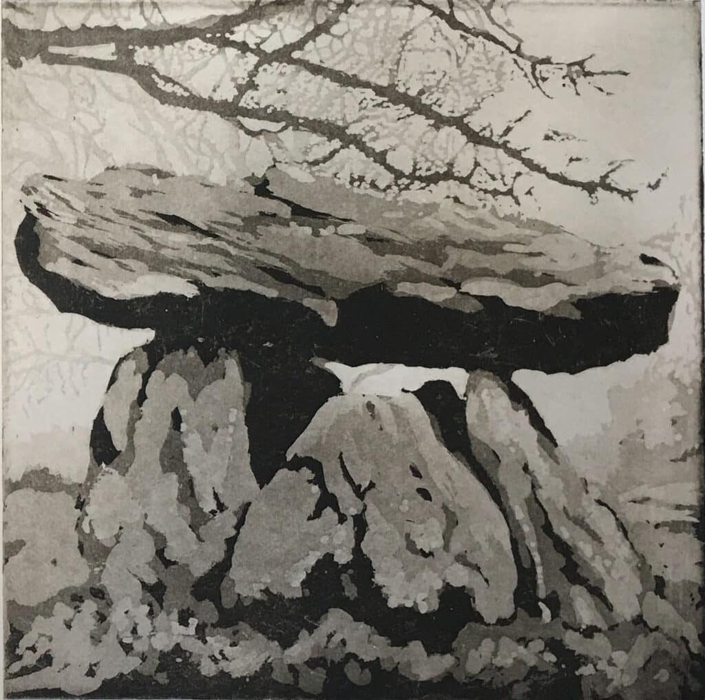 Bébhinn Nic Liam, Gaulstown Dolmen, Etching and aquatint, 22 x 24cm, €200