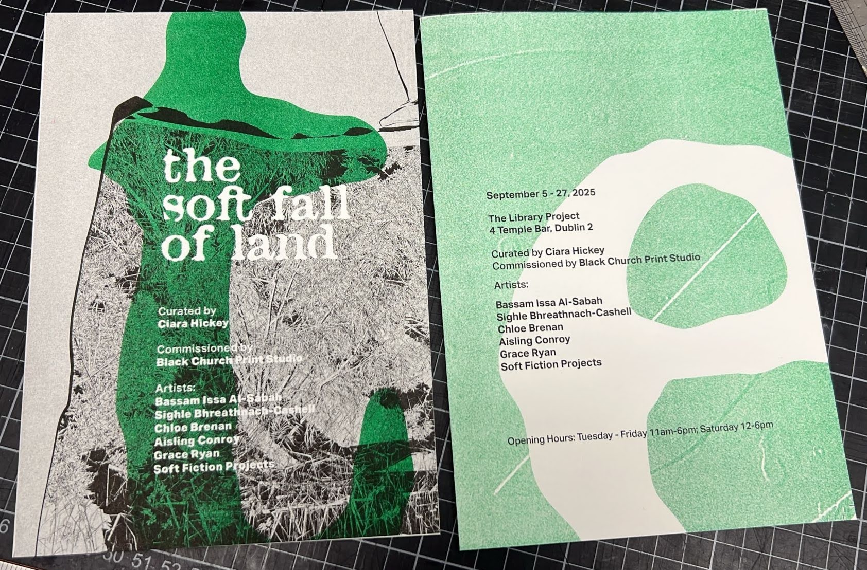 Riso publication image of front and title page. Green, black and white