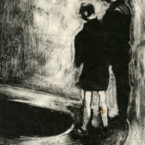 Caoimhe Dalton, Two boys visit a holy well, Monotype, 29.5 x 21cm