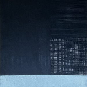 Ann Kavanagh, Blue Grid, Woodblock on Japanese paper, 65cm x 49cm