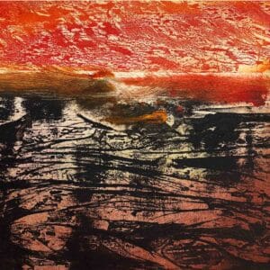 Linda Uhlemann, Red Sky Bog, Carborundum, 40 x 40cm
